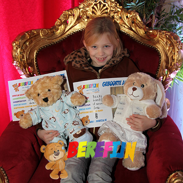Berefijn - Build a bear workshop - maak je eigen knuffelbeer - teddybeer - konijn - prinses - pyjama - logeren - afscheid - DIY