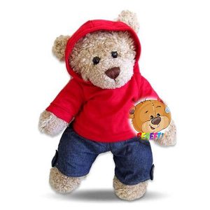 Kuscheltier – Teddybär – Belgien – Bär bauen - Kuschelbär - Jeanshose - Skater - Kapuzenpullover - für unter dem Baum
