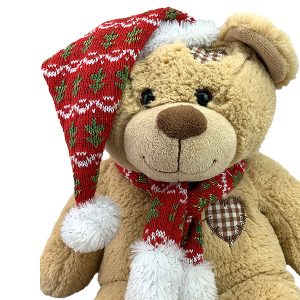 Kuscheltier - Teddybär - Belgien - Bär bauen - Kuschelbär - Weihnachten - Weihnachtsmütze - Schal - Weihnachtsbaum