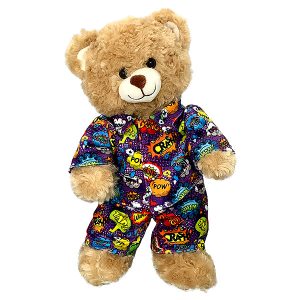 Kuscheltier - Teddybär - Belgien - Bär bauen - Kuschelbär - Superhelden - Pow - Knall - Zeichentrickfiguren - Comics - pyjama