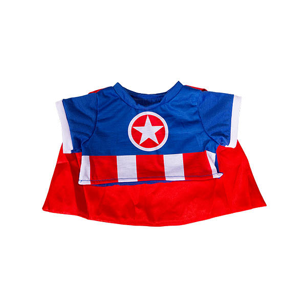Berefijn - Teddy Mountain - Lier - kleding - blouse - superheld - cape - Build a bear workshop - captain america - avengers