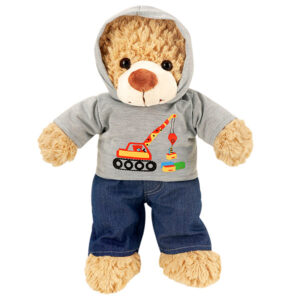Berefijn - Build a bear workshop - maak je eigen knuffelbeer - teddybeer - graafmachine - kraan - bouwen - hoodie - jongen