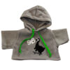 Grijze fleece hoodie met opdruk van een skatende dinosaurus