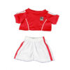 Offrez cette adorable tenue de football rouge et blanche à votre ours en peluche préféré et le soutenir sera encore plus amusant !