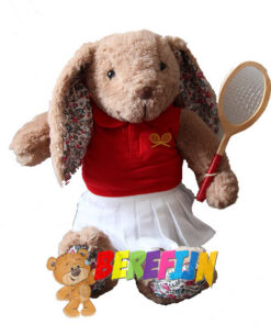 A beautiful, handmade rabbit with a retro floral motif on its ears and feet. Give this personalized gift for Valentine's Day, Christmas, or a birthday.