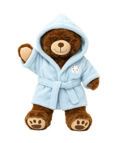 Een leuke zwempartij, sauna of wellness uitstap. Ook je knuffelbeer kan mee in deze blauwe badjas voor teddyberen